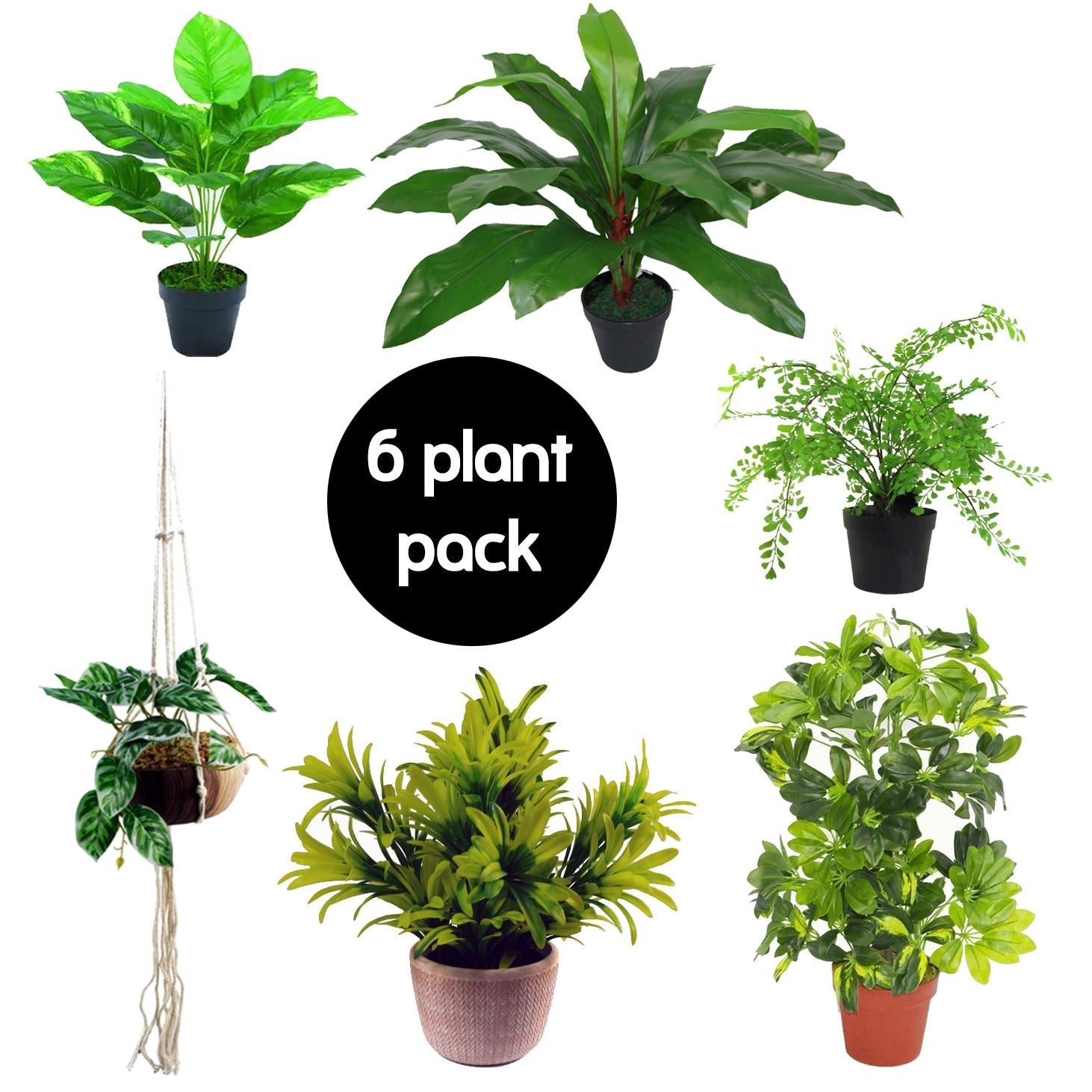 Pack of 6 Artificial Mixed Plants-0
