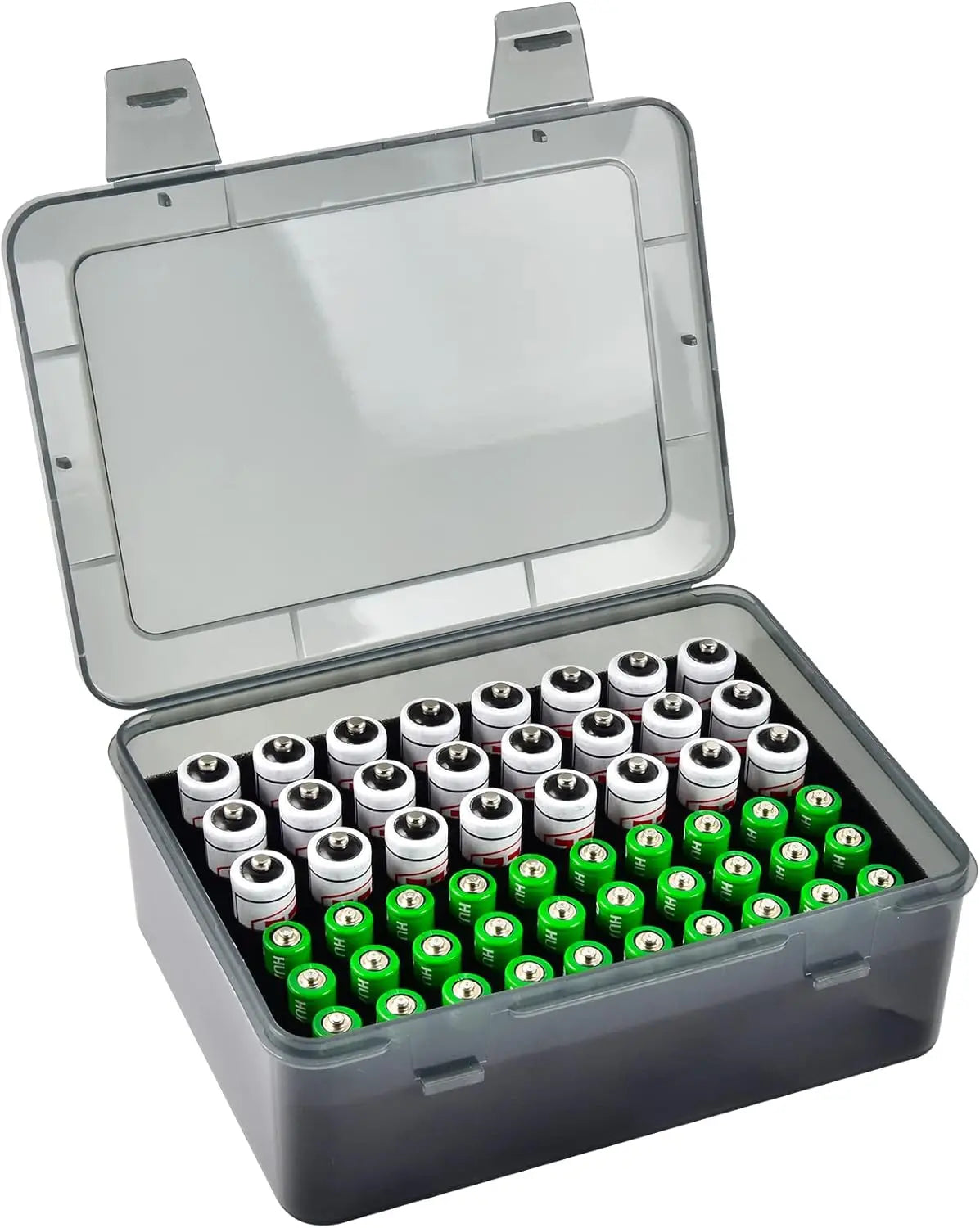 Battery Storage Organizer Holder Holds 54 AA AAA Batteries, Battery Box Case Garage Container,Home Drawer Organization Dispenser