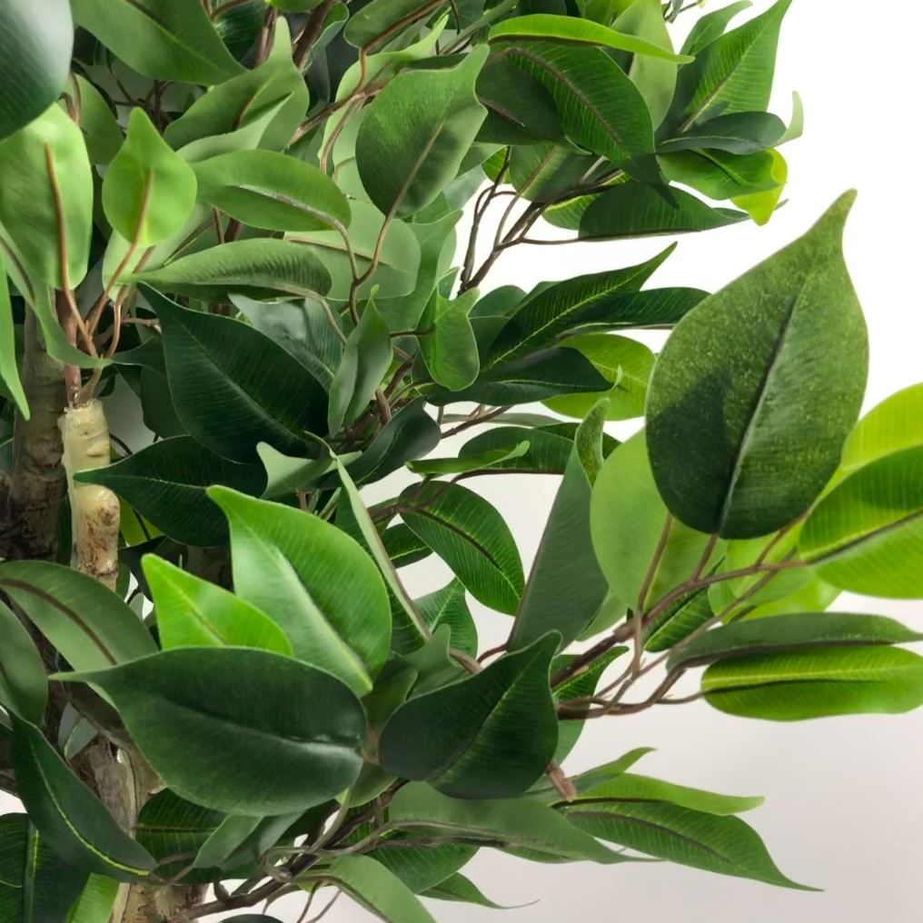 110cm Artificial Evergreen Ficus Tree Gold Planter-4