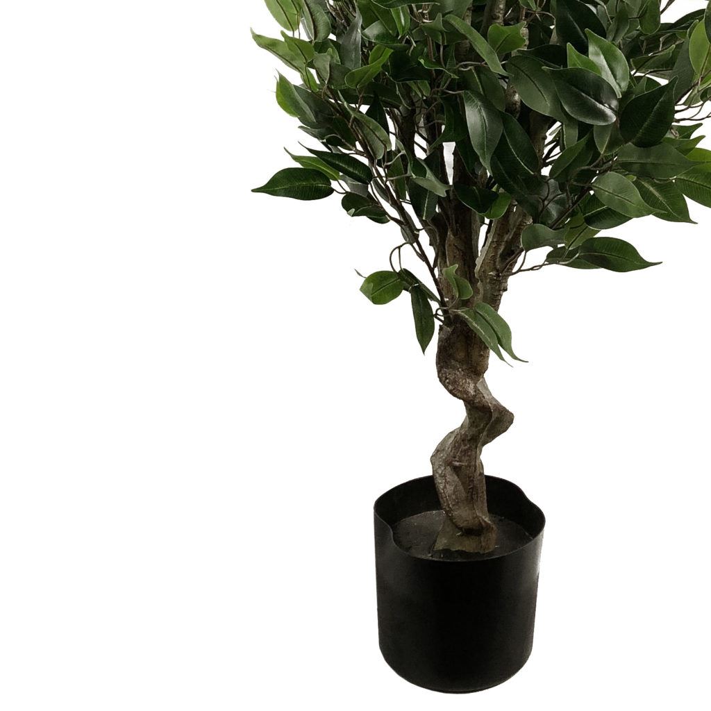 110cm Artificial Evergreen Ficus Tree Gold Planter-2