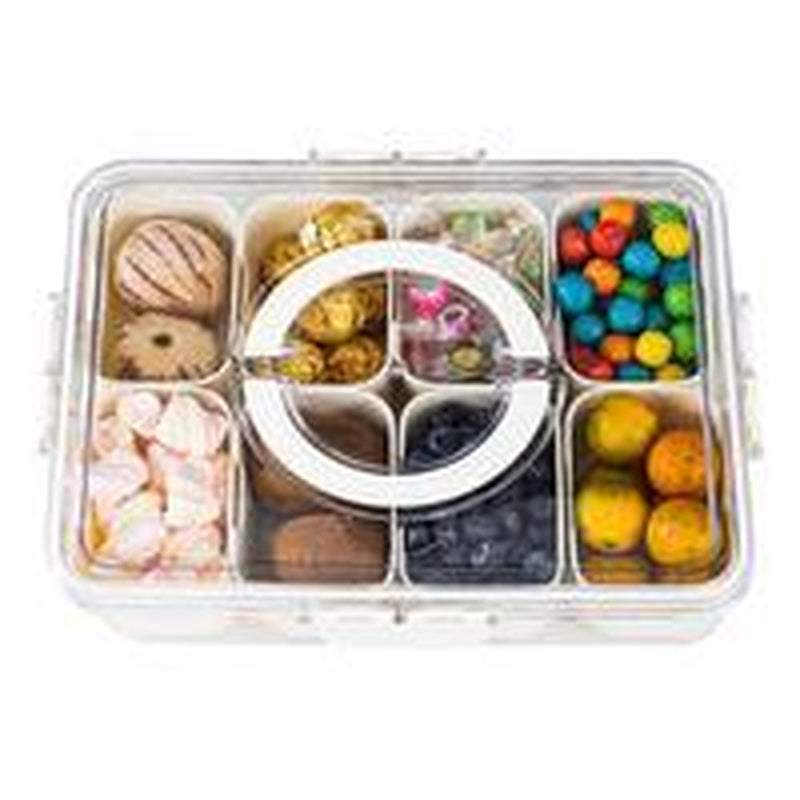 Snackle Box 8 Removable Divided – Stackable, Handle & Lid for Fruit/Veggies Container Kitchen