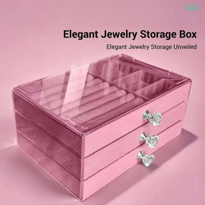 Multi-Compartment Jewelry Storage Box, 1 Count Elegant Jewelry Organizer with Clear Lid, Hard Plastic Jewelry Box for Necklaces, Rings and Earrings, Storage Unit, Jewellery Box, Home Jewelry Organizer