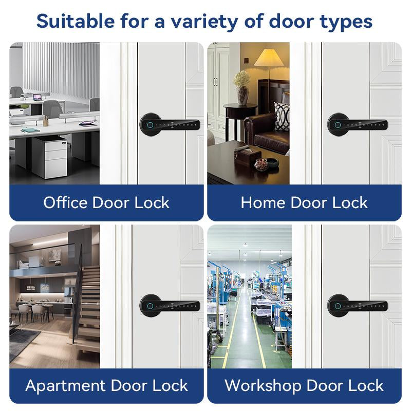 XSDTS Smart Door Lock with Knob Keyless Entry Fingerprint Handle App Control Remotely Generate Password for Bedroom Front Door Apartment Secure & Convenient