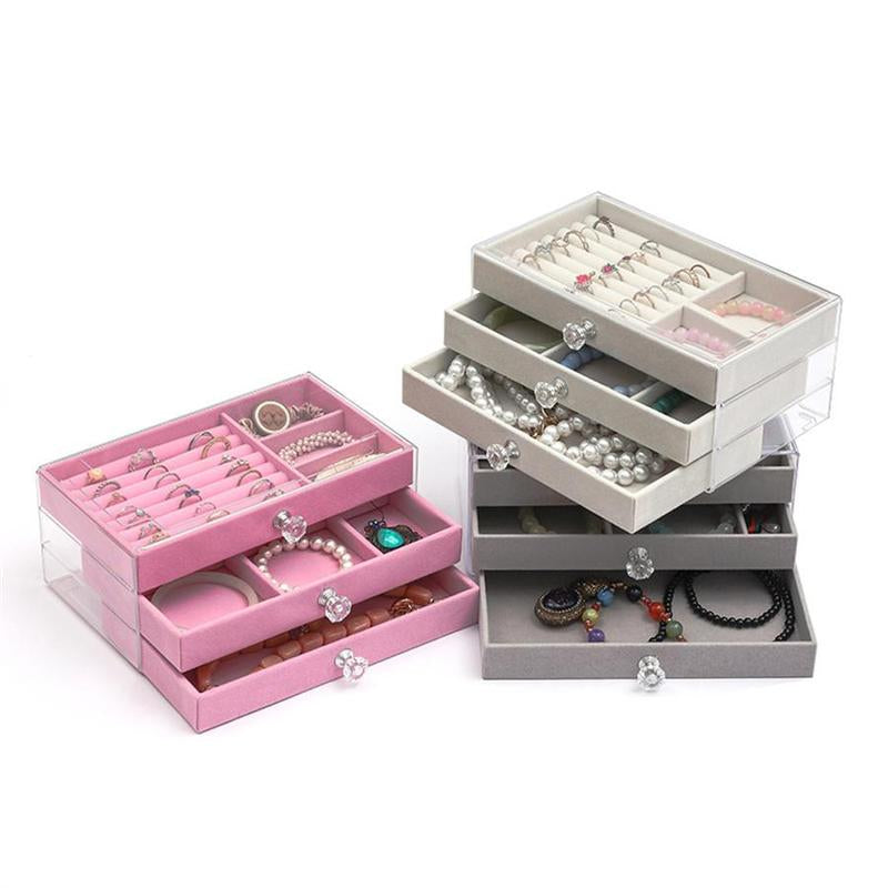 Multi-Compartment Jewelry Storage Box, 1 Count Elegant Jewelry Organizer with Clear Lid, Hard Plastic Jewelry Box for Necklaces, Rings and Earrings, Storage Unit, Jewellery Box, Home Jewelry Organizer