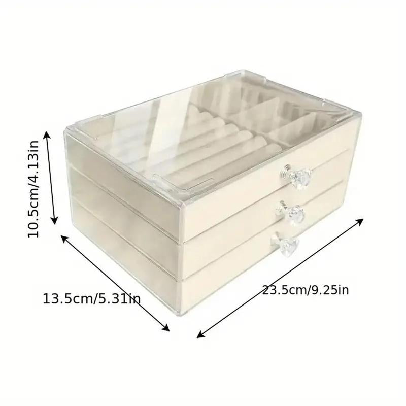 Multi-Compartment Jewelry Storage Box, 1 Count Elegant Jewelry Organizer with Clear Lid, Hard Plastic Jewelry Box for Necklaces, Rings and Earrings, Storage Unit, Jewellery Box, Home Jewelry Organizer