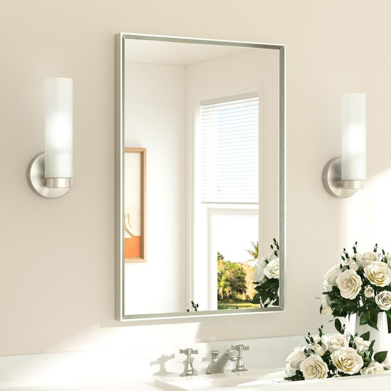 Modern Wall Light Fixtures （Bulbs Not Included) with Milky White Cylinder Glass Shade Sconces Classic Wall Lighting for Bathroom Bedroom Hallway Living Room