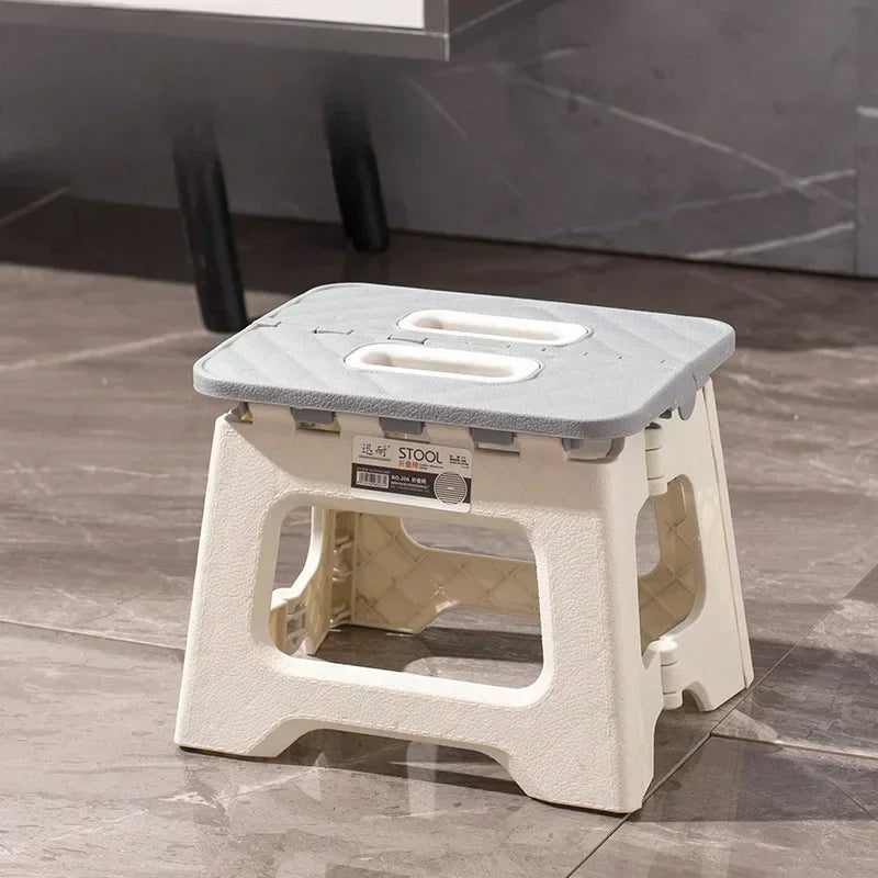 1pcs  Lightweight Folding Step Stool Multi Purpose Handheld Thickened Footstool Non-Slip Plastic Small Benches Kitchen