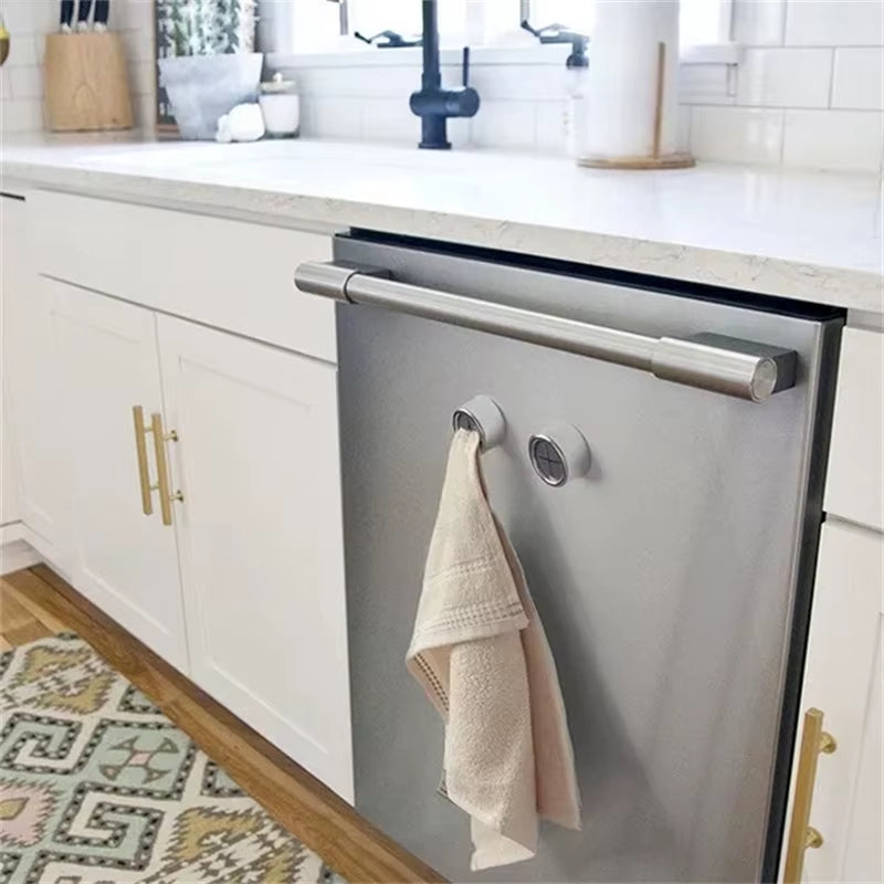 1/2/4PCS Towel Holder Towel Hook Push in Tea Towel Holder Grip Hook Chrome Self Adhesive Kitchen Cloth Clip