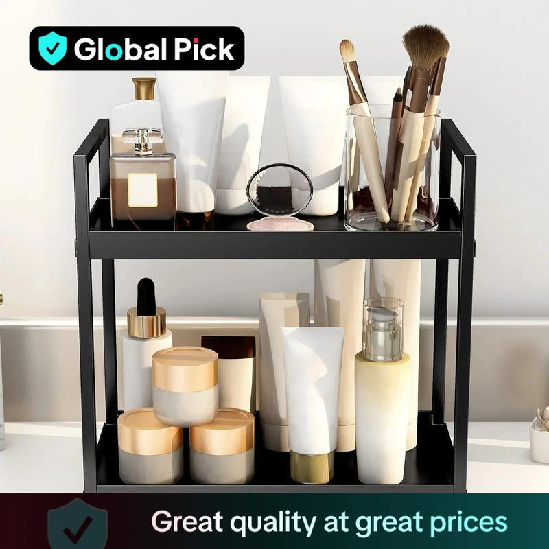 2-Layer Desktop Storage Rack, Cosmetic Storage Box, Spice Rack, Kitchen & Bathroom Vanity Storage Rack, Modern Home Organizer