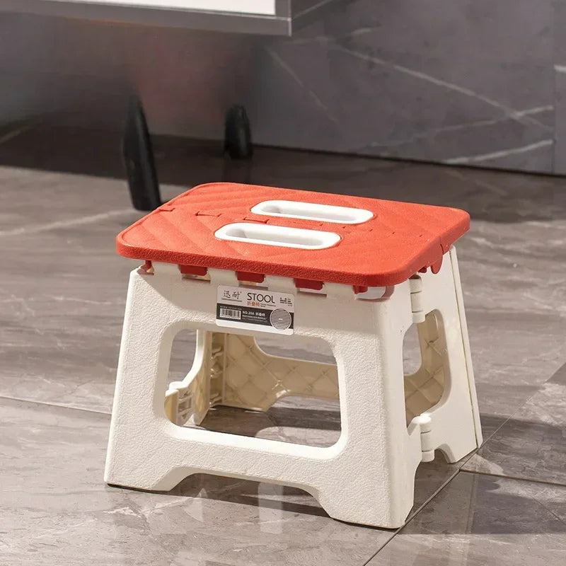 1pcs  Lightweight Folding Step Stool Multi Purpose Handheld Thickened Footstool Non-Slip Plastic Small Benches Kitchen