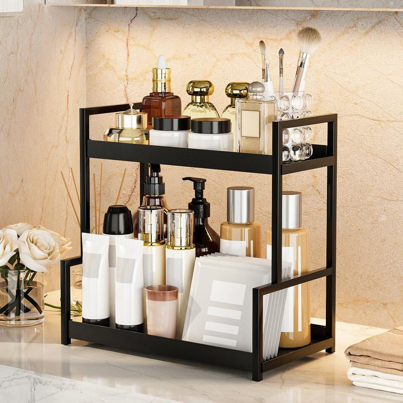 2-Layer Desktop Storage Rack, Cosmetic Storage Box, Spice Rack, Kitchen & Bathroom Vanity Storage Rack, Modern Home Organizer