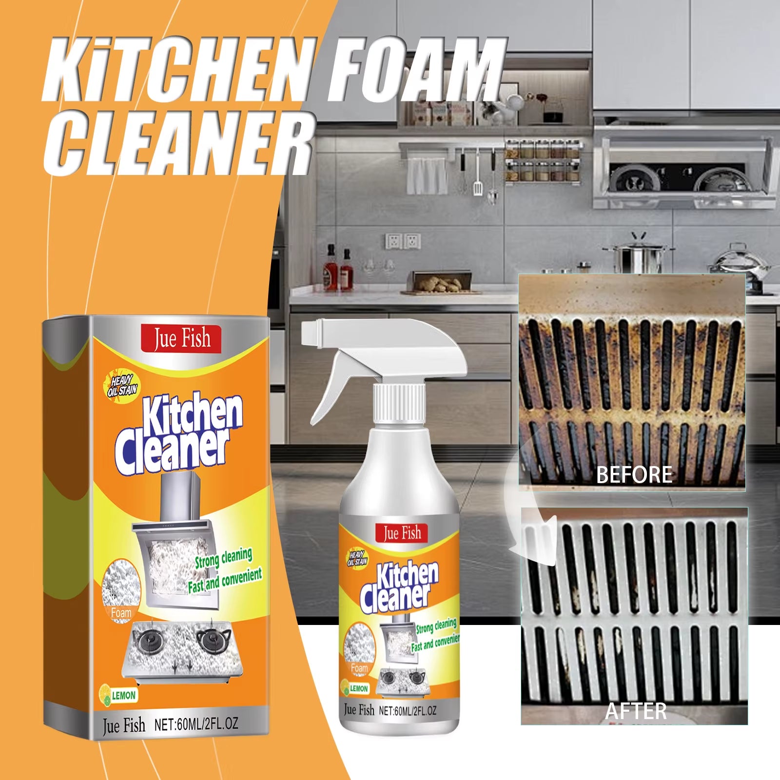 Kitchen Foam Cleaner Oil Stains Remover Cleaning Grills Ovens Household Kitchen Range Hood Heavy Oil Foam Cleaner 1/2/3Pcs