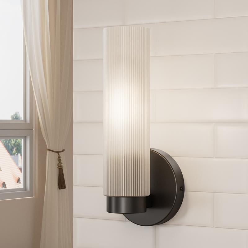 Modern Wall Light Fixtures （Bulbs Not Included) with Milky White Cylinder Glass Shade Sconces Classic Wall Lighting for Bathroom Bedroom Hallway Living Room