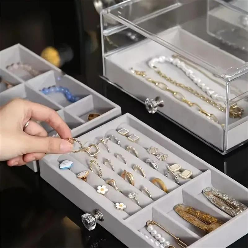 Multi-Compartment Jewelry Storage Box, 1 Count Elegant Jewelry Organizer with Clear Lid, Hard Plastic Jewelry Box for Necklaces, Rings and Earrings, Storage Unit, Jewellery Box, Home Jewelry Organizer