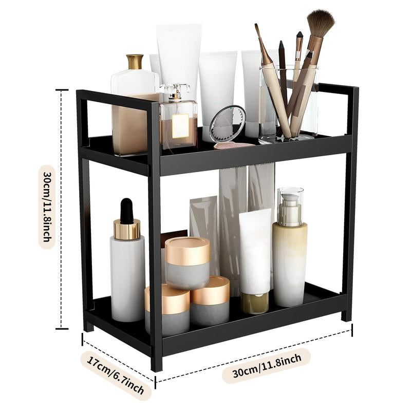 2-Layer Desktop Storage Rack, Cosmetic Storage Box, Spice Rack, Kitchen & Bathroom Vanity Storage Rack, Modern Home Organizer
