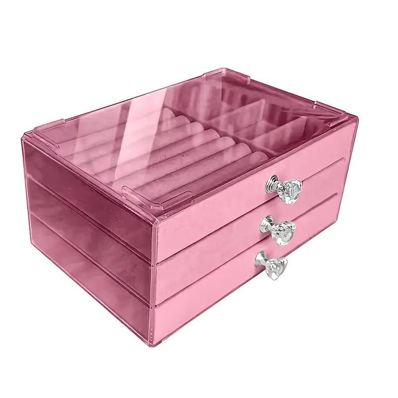 Multi-Compartment Jewelry Storage Box, 1 Count Elegant Jewelry Organizer with Clear Lid, Hard Plastic Jewelry Box for Necklaces, Rings and Earrings, Storage Unit, Jewellery Box, Home Jewelry Organizer