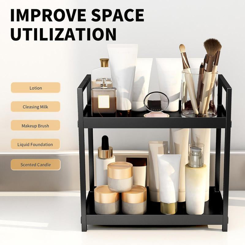 2-Layer Desktop Storage Rack, Cosmetic Storage Box, Spice Rack, Kitchen & Bathroom Vanity Storage Rack, Modern Home Organizer