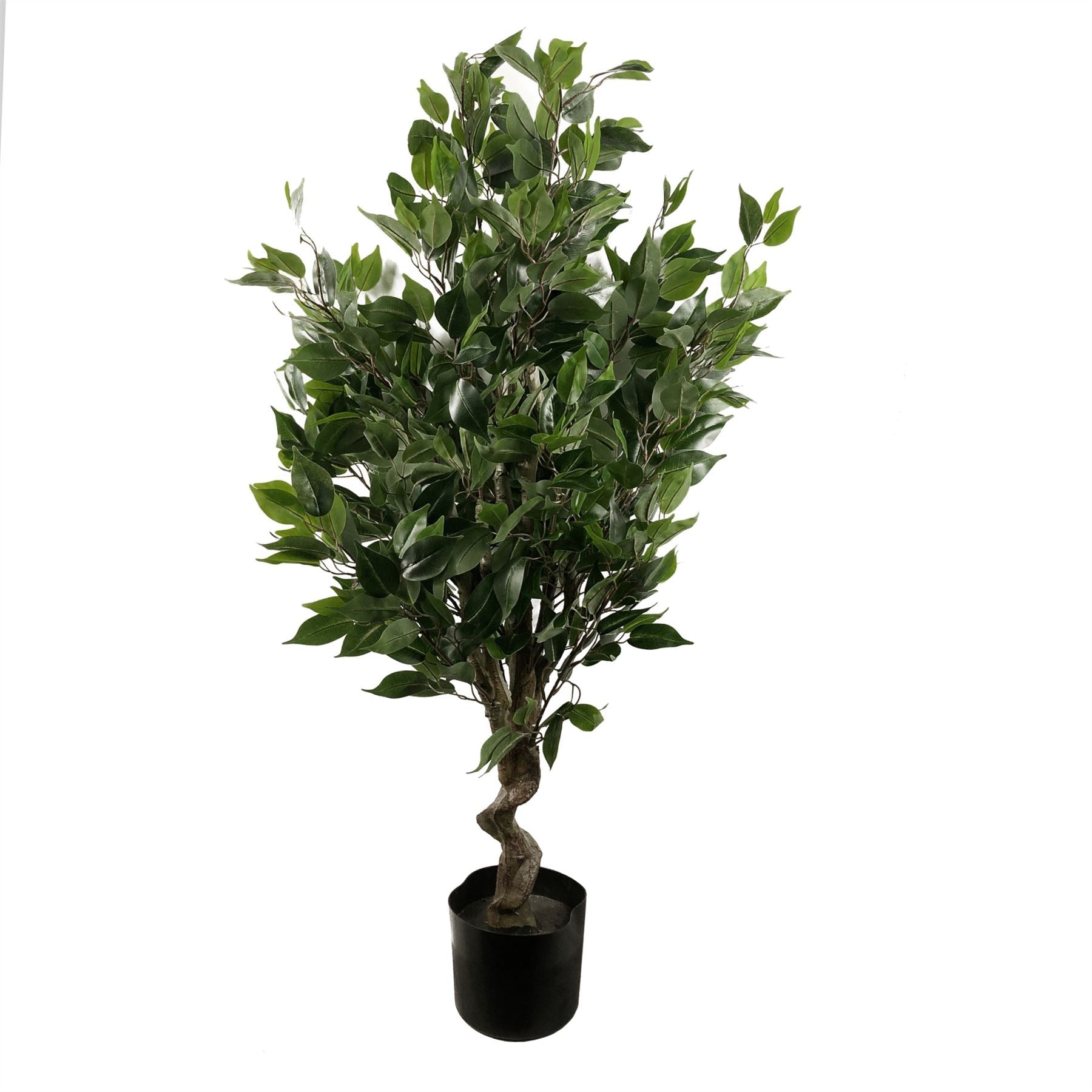 110cm Artificial Evergreen Ficus Tree Gold Planter-1