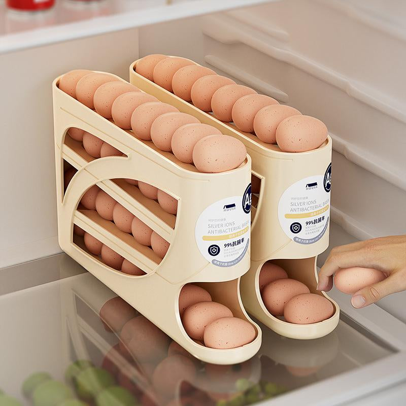Home Refrigerator Side Door Sliding Egg Storage Box Kitchen Egg Rack New Automatic Egg Rack