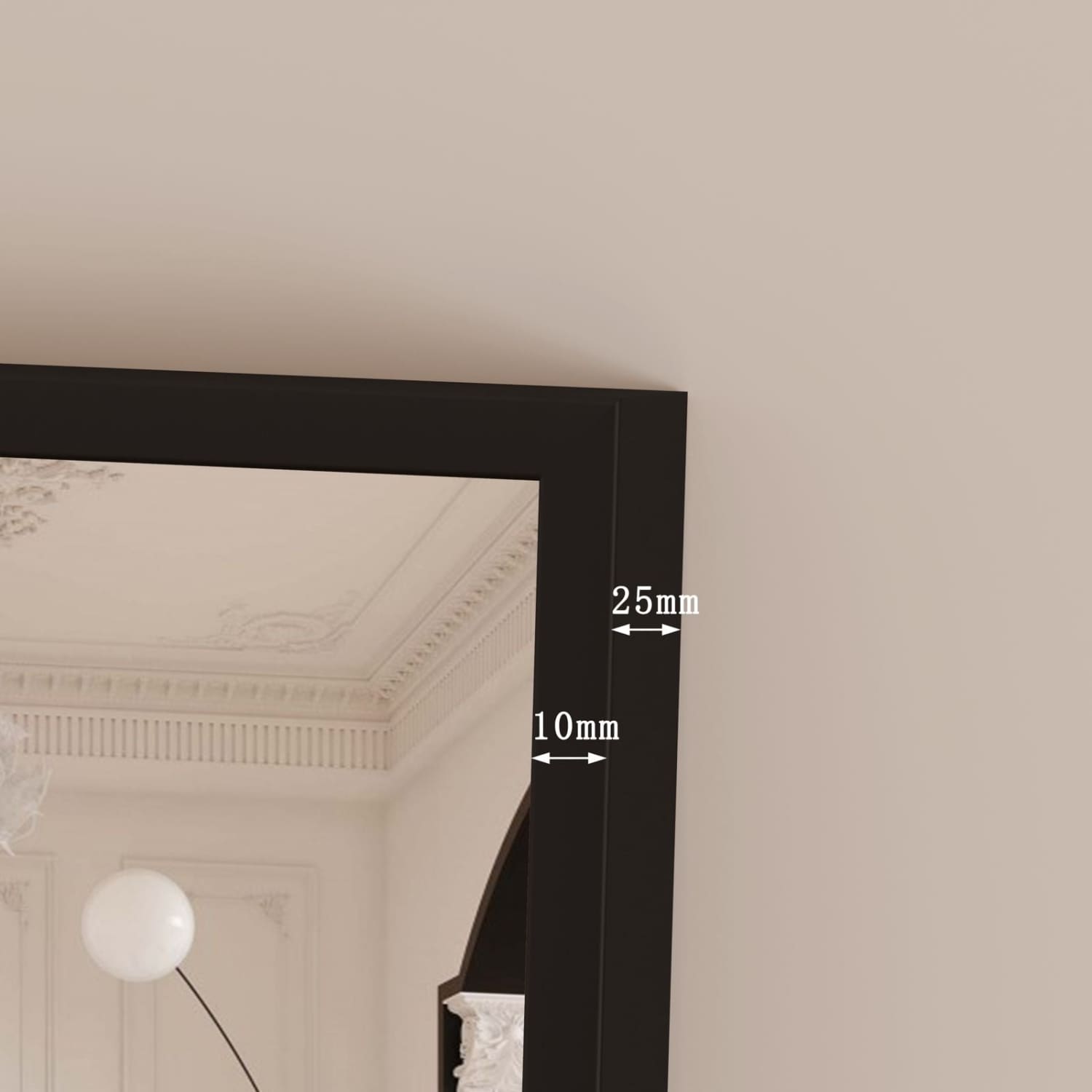 Takara - Full Length Leaner Black Metal Rectangle Mirror - 180cm x 60cm